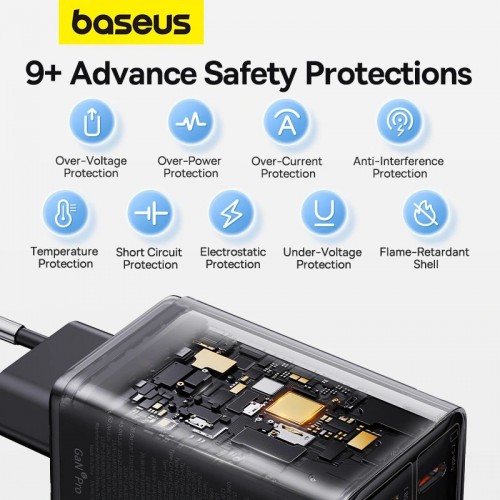 СЗУ Baseus GaN6 Pro OS 65W (2USB-A/2C) + кабель Type-C to Type-C (P10162701)