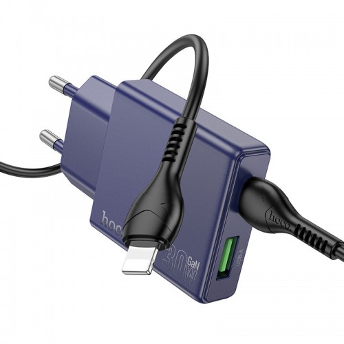 МЗП Hoco N45 Biscuit PD30W+QC3.0 (1USB-A/1C) + кабель Type-C to Lightning