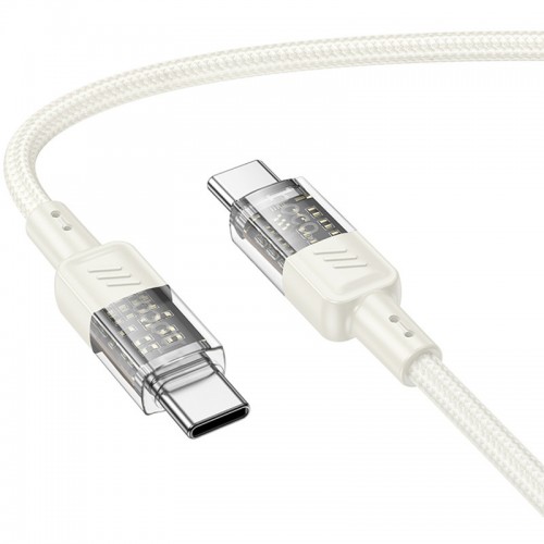 Дата кабель Hoco U129 Spirit Transparent Type-C to Type-C 60W (1.2m)