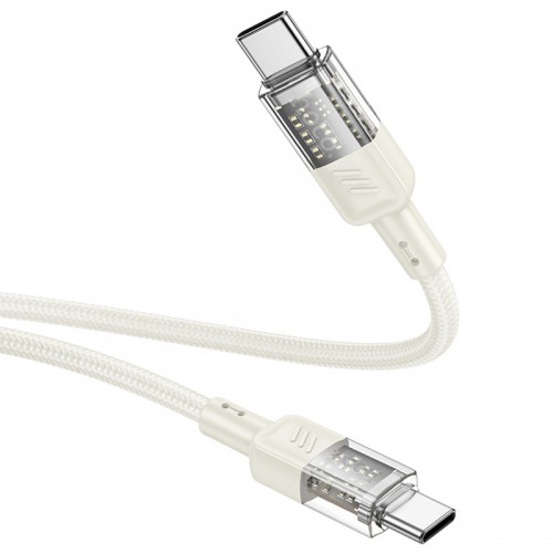 Дата кабель Hoco U129 Spirit Transparent Type-C to Type-C 60W (1.2m)