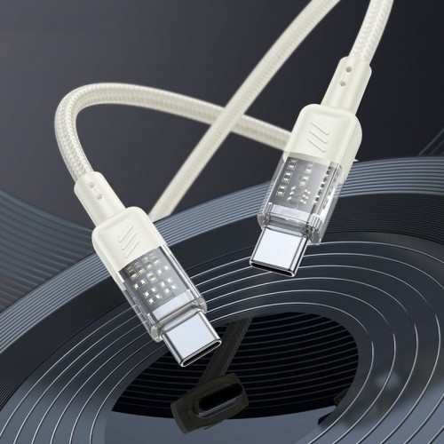 Дата кабель Hoco U129 Spirit Transparent Type-C to Type-C 60W (1.2m)