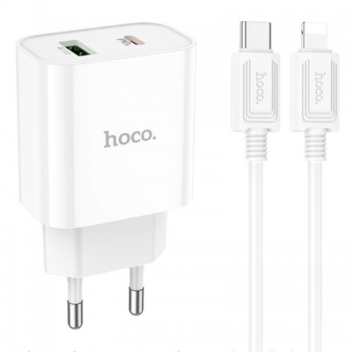 СЗУ Hoco C80A Plus Rapido PD20W+QC3.0 (1USB-A/1C) + кабель Type-C to Lightning
