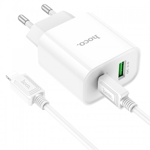 СЗУ Hoco C80A Plus Rapido PD20W+QC3.0 (1USB-A/1C) + кабель Type-C to Lightning