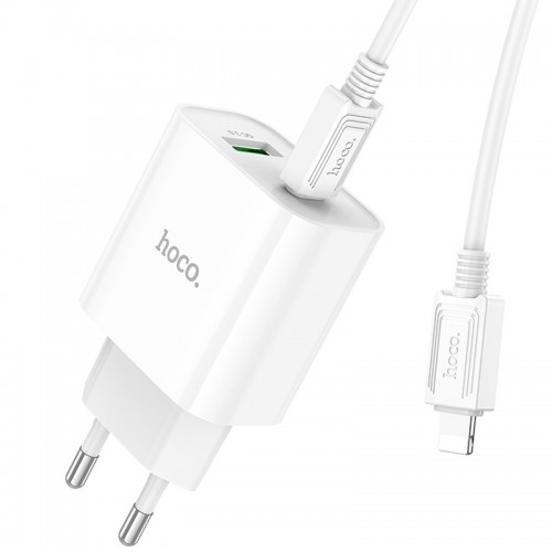 СЗУ Hoco C80A Plus Rapido PD20W+QC3.0 (1USB-A/1C) + кабель Type-C to Lightning