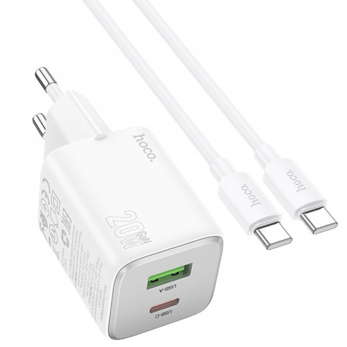МЗП Hoco N41 Almighty PD20W+QC3.0 (1USB-A/1C) + кабель Type-C to Type-C