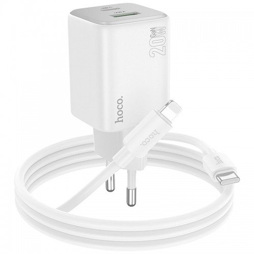 МЗП Hoco N41 Almighty PD20W+QC3.0 (1USB-A/1C) + кабель Type-C to Lightning