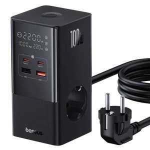 СЗУ Baseus PowerCombo Tower PowerStrip 100W (2USB-A/2C/2Socket) (1.5m) (E00023609113-00)