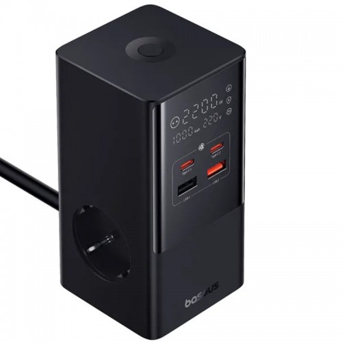 СЗУ Baseus PowerCombo Tower PowerStrip 100W (2USB-A/2C/2Socket) (1.5m) (E00023609113-00)
