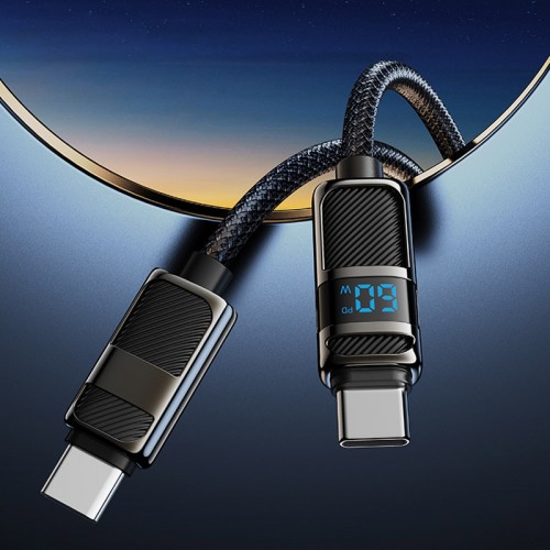 Дата кабель Hoco U137 Line with display Type-C to Type-C 60W (1.2m)