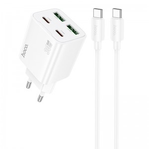СЗУ Hoco N56 Fundador PD30W four-port (2USB-A/2C) + кабель Type-C to Type-C