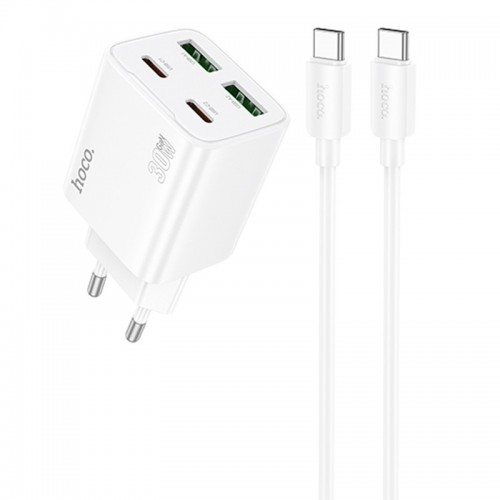 СЗУ Hoco N56 Fundador PD30W four-port (2USB-A/2C) + кабель Type-C to Type-C