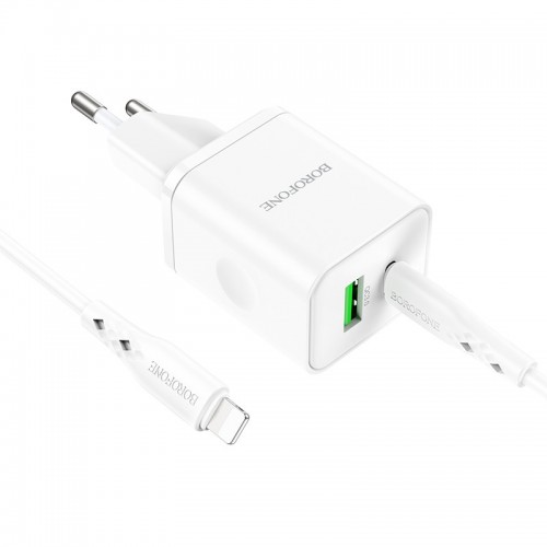 МЗП Borofone BN7 PD20W+QC3.0 (1USB-A/1C) + кабель Type-C to Lightning