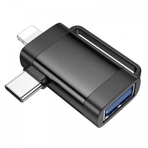 Переходник Hoco UA31F OTG 2in1 Lightning male/Type-C male to USB female