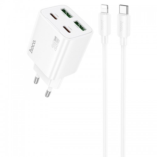 МЗП Hoco N55 Fundador PD20W four-port (2USB-A/2C) + кабель Type-C to Lightning