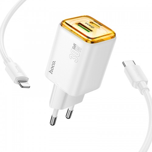 МЗП Hoco N53 Monsoon PD30W+QC3.0 (1USB-A/1C) + кабель Type-C to Lightning
