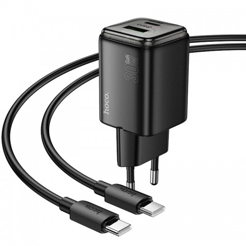 СЗУ Hoco N53 Monsoon PD30W+QC3.0 (1USB-A/1C) + кабель Type-C to Type-C