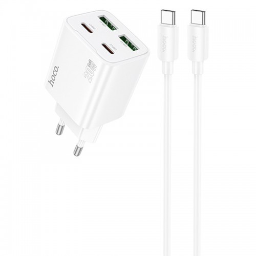 СЗУ Hoco N55 Fundador PD20W four-port (2USB-A/2C) + кабель Type-C to Type-C
