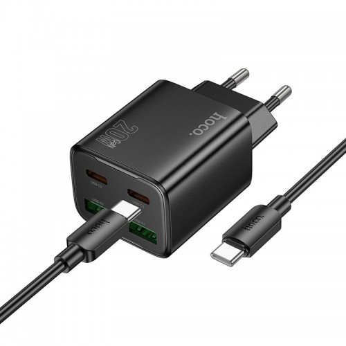 СЗУ Hoco N55 Fundador PD20W four-port (2USB-A/2C) + кабель Type-C to Type-C