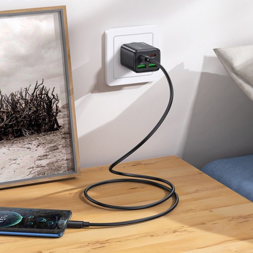 СЗУ Hoco N55 Fundador PD20W four-port (2USB-A/2C) + кабель Type-C to Type-C