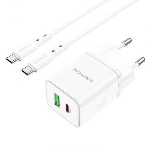 МЗП Borofone BN7 PD20W+QC3.0 (1USB-A/1C) + кабель Type-C to Type-C
