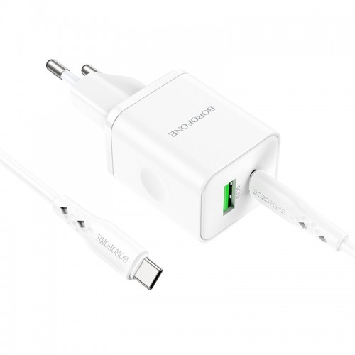 МЗП Borofone BN7 PD20W+QC3.0 (1USB-A/1C) + кабель Type-C to Type-C