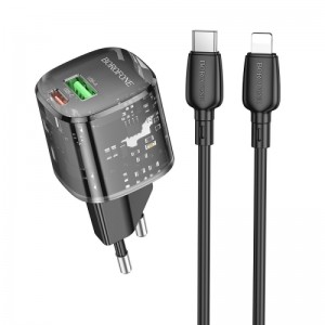 СЗУ Borofone BN17 Sunlight PD20W+QC3.0 (1USB-A/1C) + кабель Type-C to Lightning