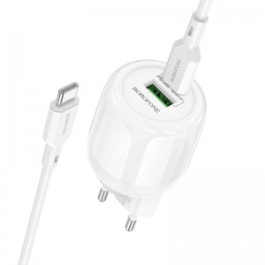 СЗУ Borofone BA93A Lustrous PD20W+QC3.0 (1USB-A/1C) + кабель Type-C to Type-C