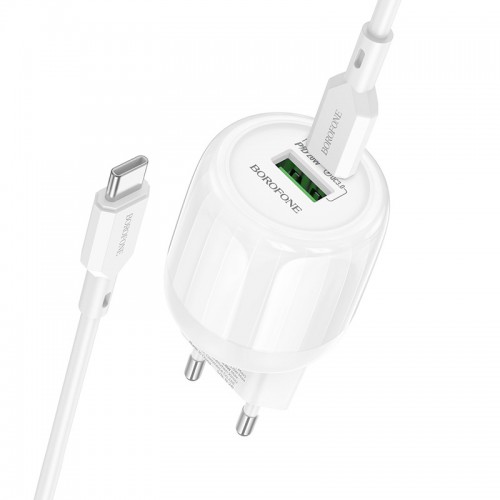СЗУ Borofone BA93A Lustrous PD20W+QC3.0 (1USB-A/1C) + кабель Type-C to Type-C