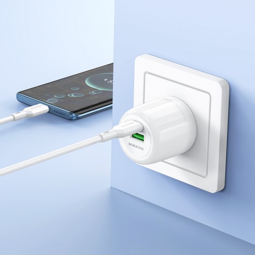 СЗУ Borofone BA93A Lustrous PD20W+QC3.0 (1USB-A/1C) + кабель Type-C to Type-C