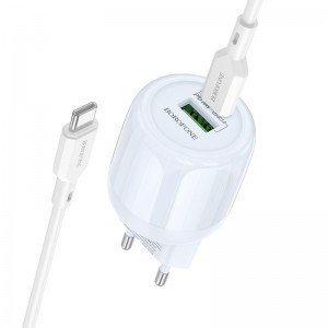 СЗУ Borofone BA93A Lustrous PD20W+QC3.0 (1USB-A/1C) + кабель Type-C to Type-C