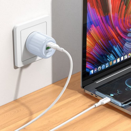 СЗУ Borofone BA93A Lustrous PD20W+QC3.0 (1USB-A/1C) + кабель Type-C to Type-C