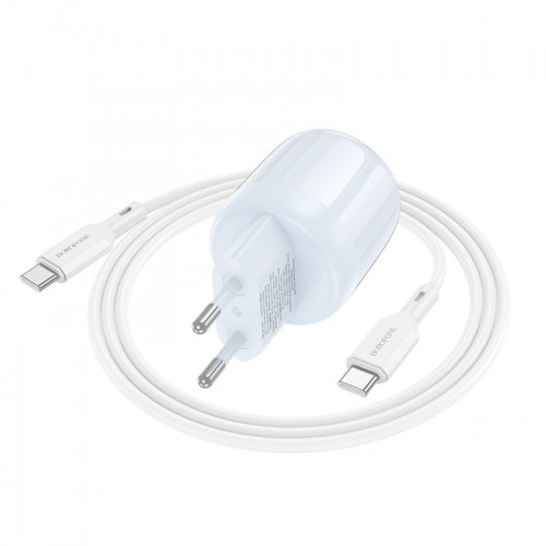 МЗП Borofone BA94A Lustrous PD30W+QC3.0 (1USB-A/1C) + кабель Type-C to Type-C