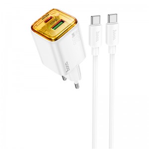 МЗП Hoco N52 Monsoon PD20W+QC3.0 (1USB-A/1C) + кабель Type-C to Type-C