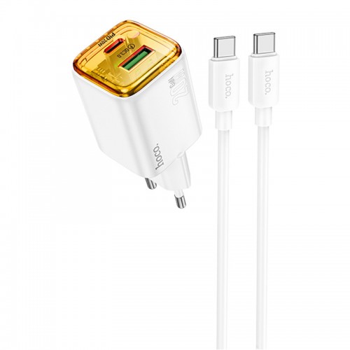 СЗУ Hoco N52 Monsoon PD20W+QC3.0 (1USB-A/1C) + кабель Type-C to Type-C