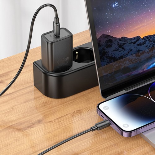 СЗУ Hoco N62 Gentle PD30W (1USB-C) + кабель Type-C to Lightning