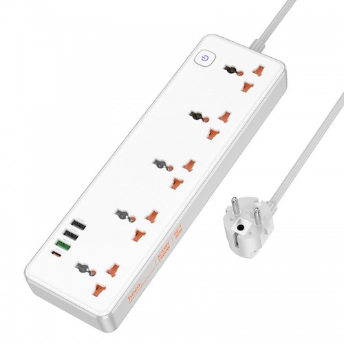 Удлинитель Hoco AC14A Rico PD30W (3USB-A/1C/5xSocket) (1.5m)