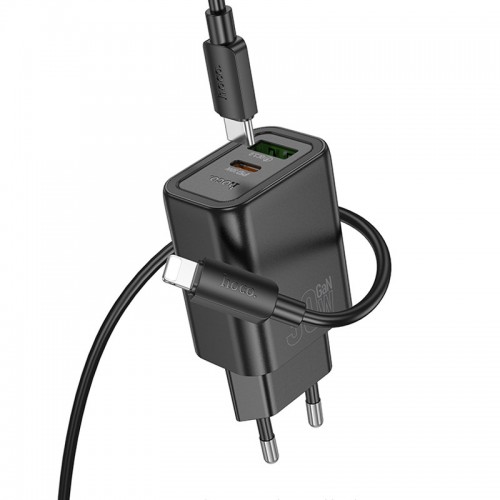 СЗУ Hoco N63 Gentle PD30W+QC3.0 (1USB-A/1C) + кабель Type-C to Lightning