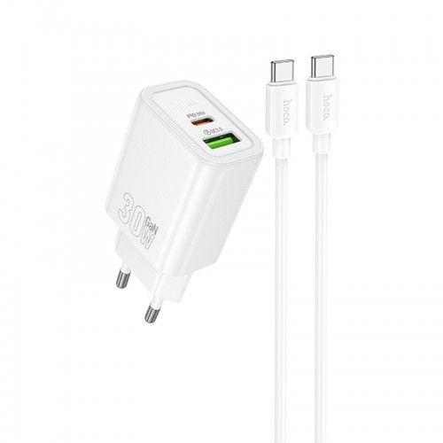 СЗУ Hoco N63 Gentle PD30W+QC3.0 (1USB-A/1C) + кабель Type-C to Type-C