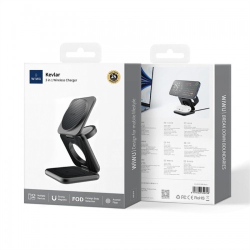БЗУ WIWU Wi-W035 Kevlar Mag Go 3 in 1 wireless charger