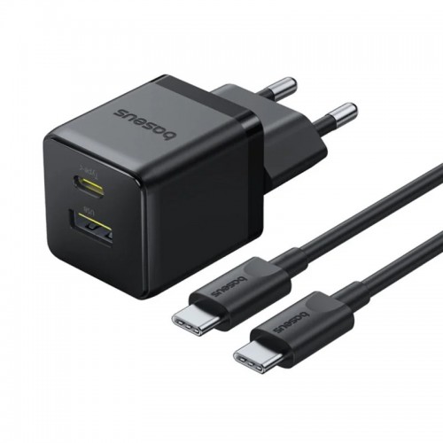 СЗУ Baseus Palm Fast Charger 30W (1USB-A/1C) + кабель Type-C to Type-C (P1011160A)