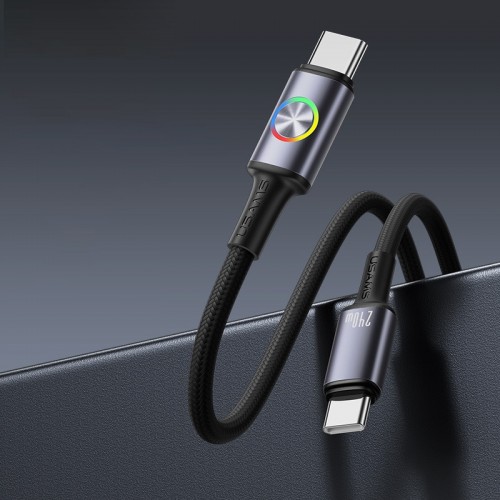 Дата кабель Usams US-SJ751 With Colorful Light Huan Ser. Type-C to Type-C 240W (1.2m)