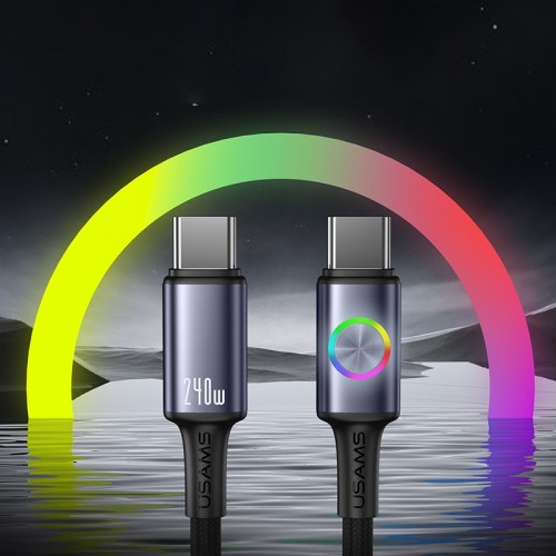 Дата кабель Usams US-SJ751 With Colorful Light Huan Ser. Type-C to Type-C 240W (1.2m)