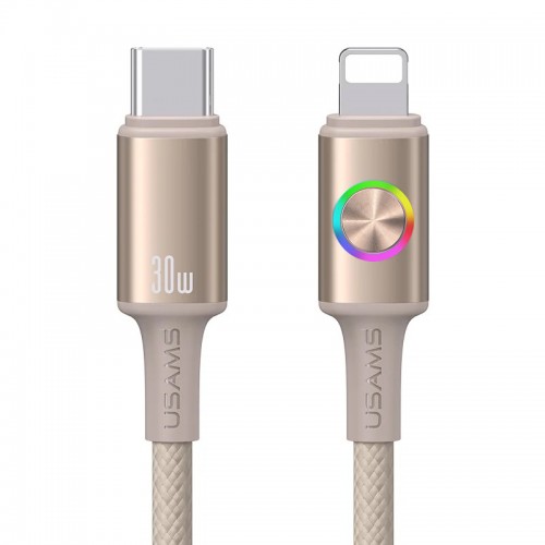 Дата кабель Usams US-SJ753 With Colorful Light Huan Ser. Type-C to Lightning 30W (1.2m)