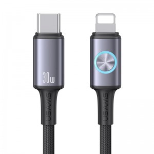Дата кабель Usams US-SJ753 With Colorful Light Huan Ser. Type-C to Lightning 30W (1.2m)