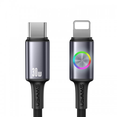 Дата кабель Usams US-SJ753 With Colorful Light Huan Ser. Type-C to Lightning 30W (1.2m)