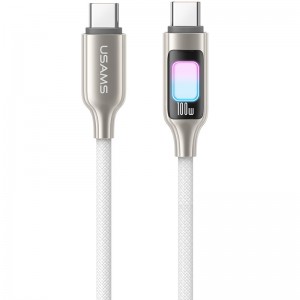 Дата кабель Usams US-SJ750 With Colorful Light TC Ser. Type-C to Type-C 100W (1.2m)