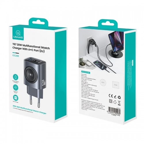 СЗУ Usams US-CC293 T67 Multifunctional iWatch Charger 20W (1USB-A/1C)