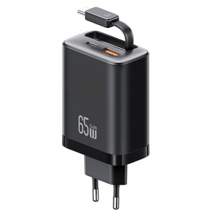 СЗУ Usams US-CC299 GaN With Retractable Type-C Cable Xiang Ser. 65W (1USB-A/1C)