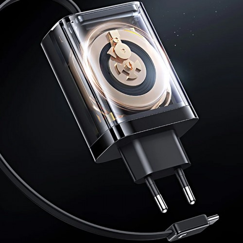 СЗУ Usams US-CC299 GaN With Retractable Type-C Cable Xiang Ser. 65W (1USB-A/1C)