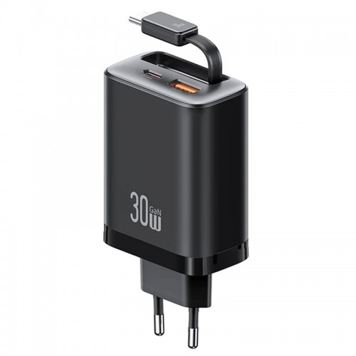 МЗП Usams US-CC296 GaN With Retractable Type-C Cable Xiang Ser. 30W (1USB-A/1C)